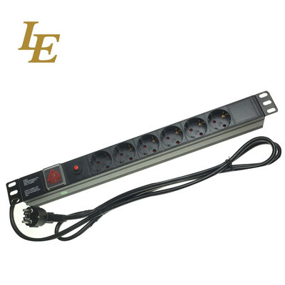 19 Inch Horizontal 6 Ways 8 Ways Schuko Sockets PDU With On/Off Switch 3x1.5mm² Cable Germany European France PDU with European Plug