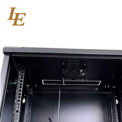 19 Inch Wall Mounted Rack Enclosure RAL9005 Black RAL9004 Black 4U 6U 9U 12U Metal Cabinet 600mm Width 450mm/600mm Depth Red/Orange/Blue Decorative Strips on Glass Front Door Disassembled Packing