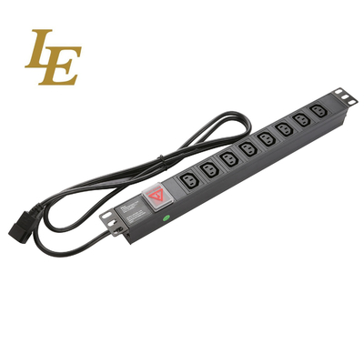 19 pouces en aluminium noir IEC Type 6 voies 8 prises C13 C14 Unité de distribution électrique 16Amp/32Amp Avec prise de commande disponible IEC320 Smart Socket PDU