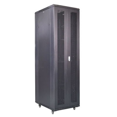 19 pouces 42U 600x800mm Centre de données à double ventilation Racks serveur avec serrure de poignée RAL9004 Armoires de serveur noir porte d'entrée en forme d'arc