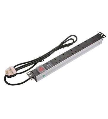 Unité de distribution d'énergie industrielle UK prise 1U hauteur alliage d'aluminium 8 prises et 6 sorties 250V AC 13A