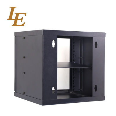 10 pouces Mini SOHO monture murale boîtier avec PDU et étagère fixe petits rayonnages métalliques RAL9004 RAL9005 Noir Mini Home Cabinet porte d'entrée en verre