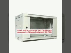 Armoire de rangement de serveur de 19 pouces montée sur le mur avec porte en verre pour équipement réseau RAL7035